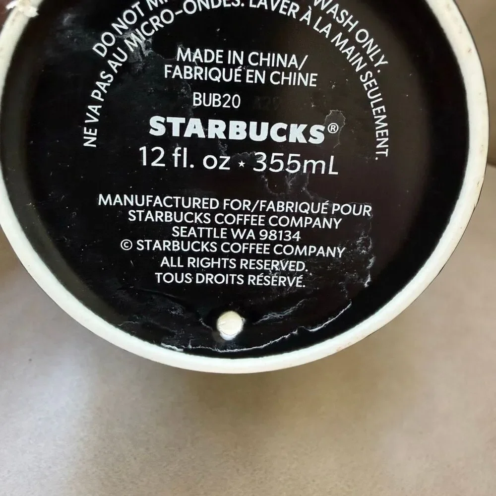 Starbucks 2020 12 oz. Ceramic Double Wall Tumbler etched Geometric Lines